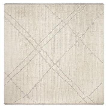 Moroccan Ribbed Grey Ivory Rug, full view on a white background