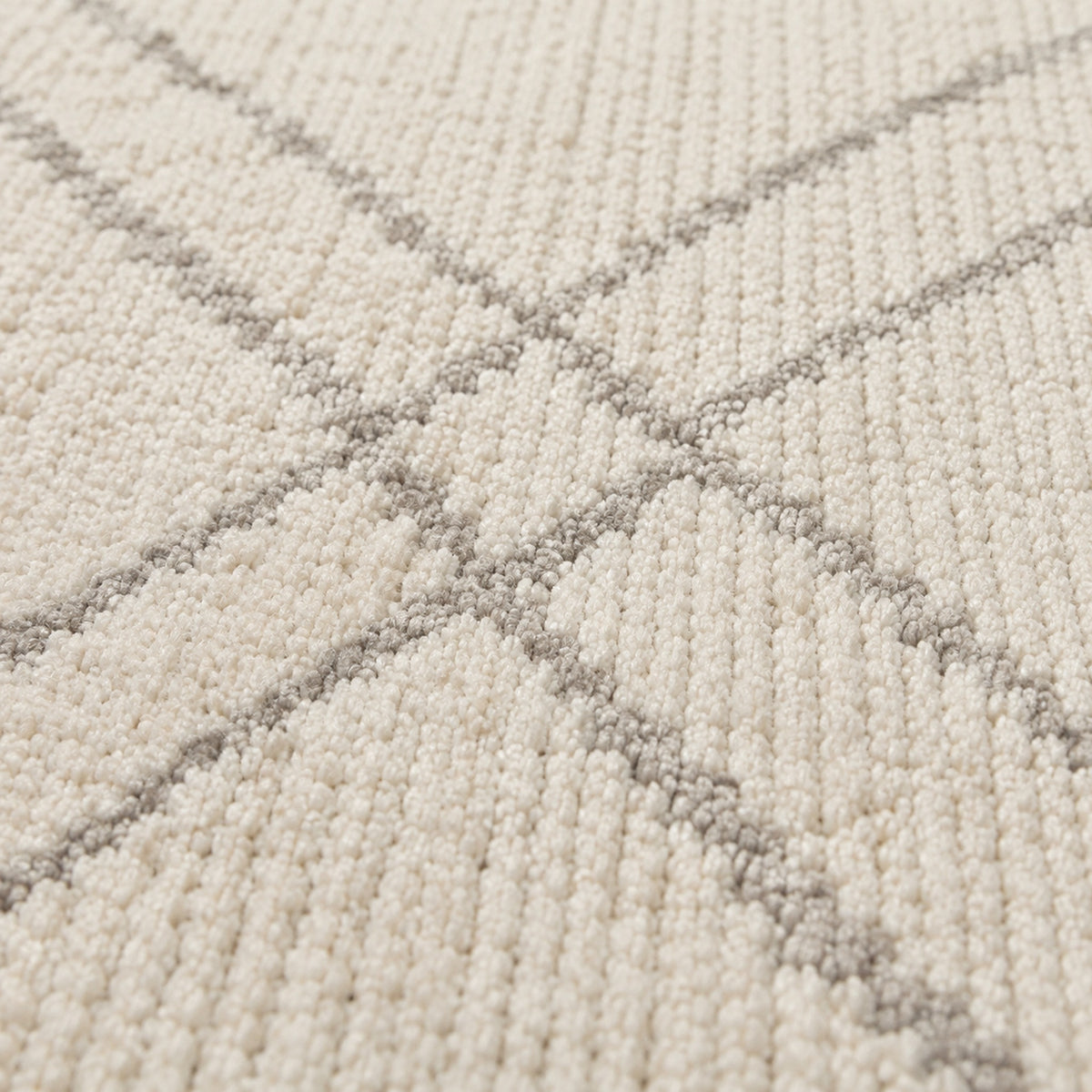 Moroccan Ribbed Grey Ivory Rug, close up of the texture