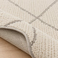 Moroccan Ribbed Grey Ivory Rug, folded corner showing the back