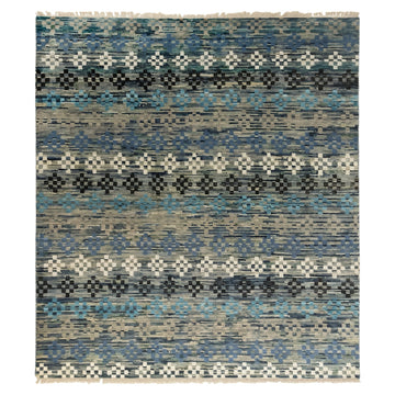 Multi Color Modern Contemporary Tribal Rug, full view on a white background