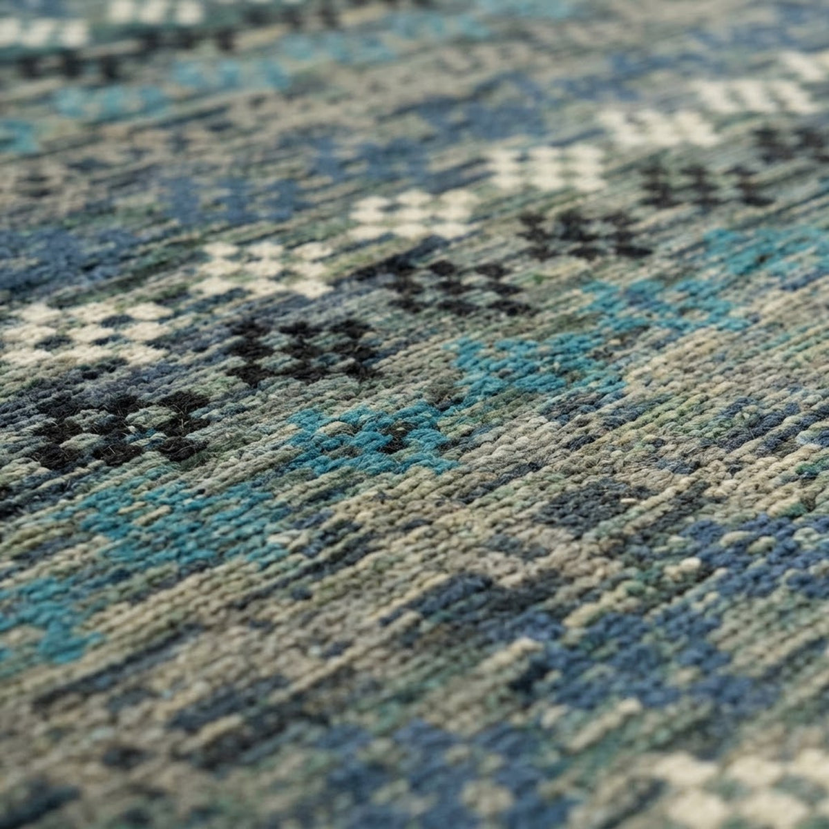 Multi Color Modern Contemporary Tribal Rug, close up of the texture