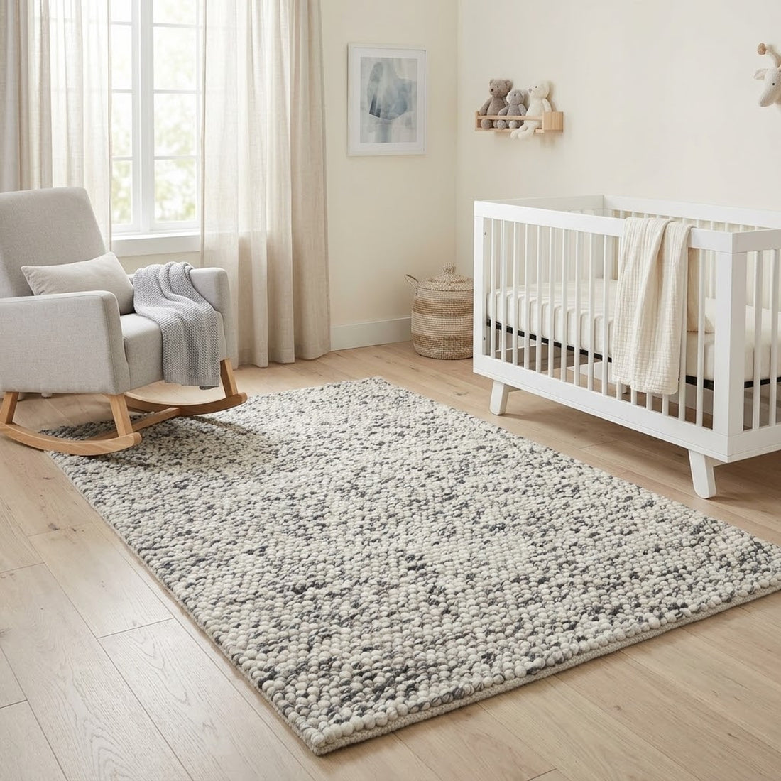 Natural Color Pebble Rug, full view on a white background