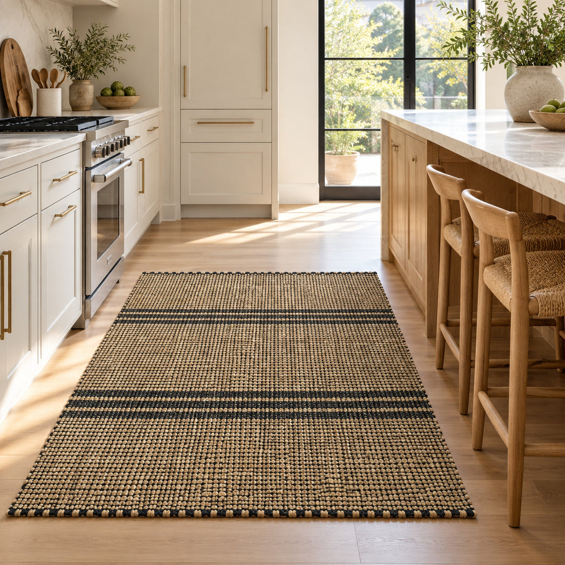 Natural Jute Area & Runner Rug - Ideal for Hallways & Entryways, full view on a white background