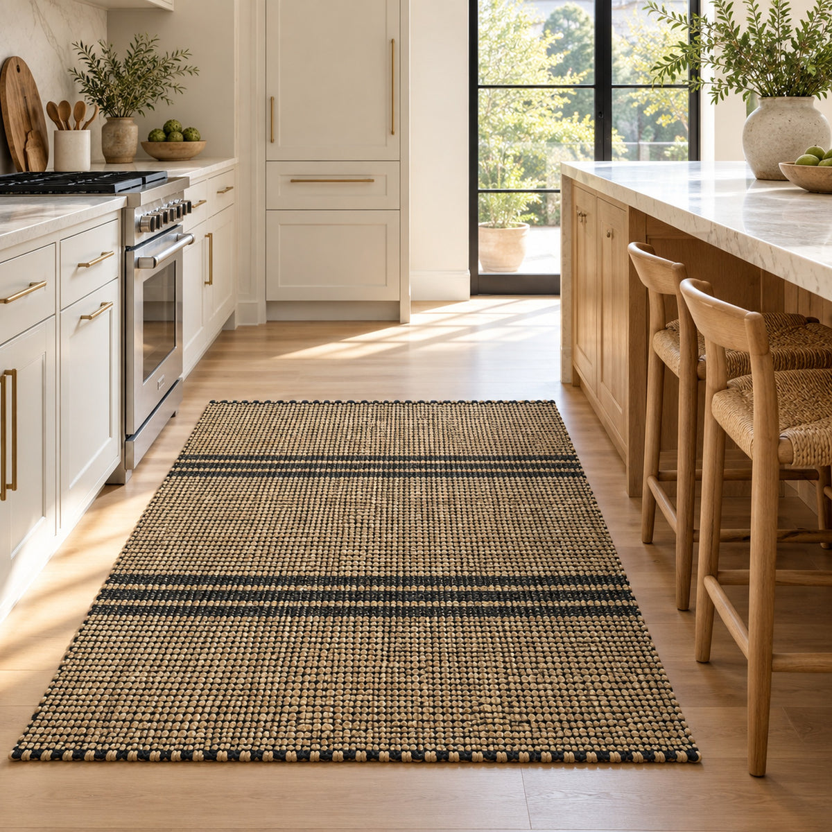 Natural Jute Area & Runner Rug - Ideal for Hallways & Entryways in a kitchen