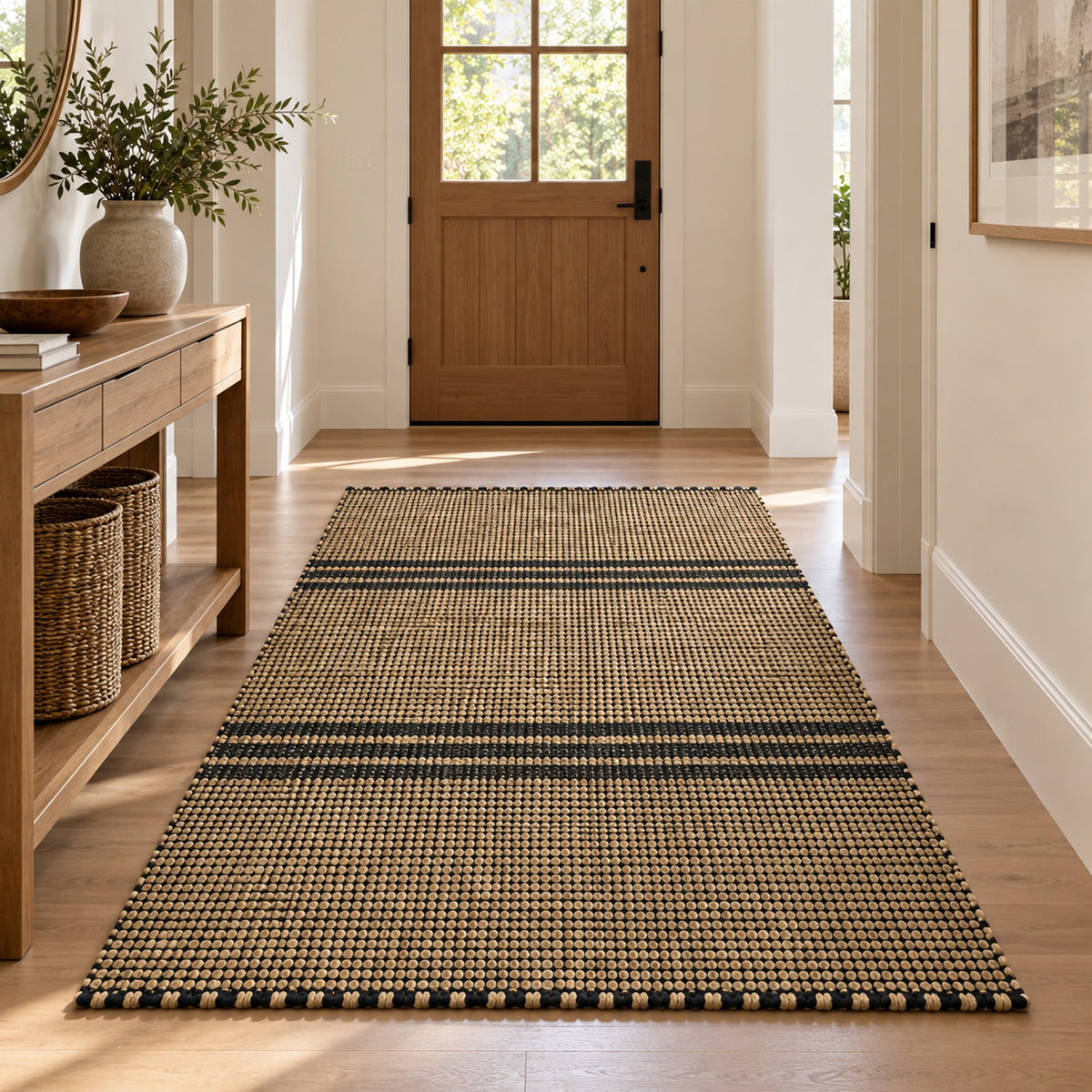 Natural Jute Area & Runner Rug - Ideal for Hallways & Entryways in a hallway