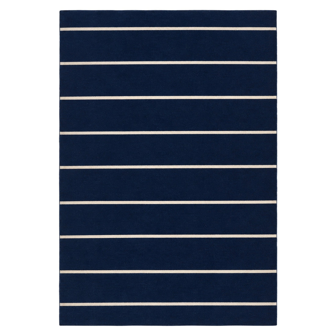 Navy Blue Hand Knotted Weave Dhurrie Rug, full view on a white background