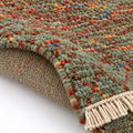 Nuray Saree Silk Wool Home Decor Rug, folded corner showing the back