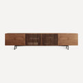 Dark Wood Louvered Door TV Console, front view