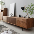 Dark Wood Louvered Door TV Console, view 2