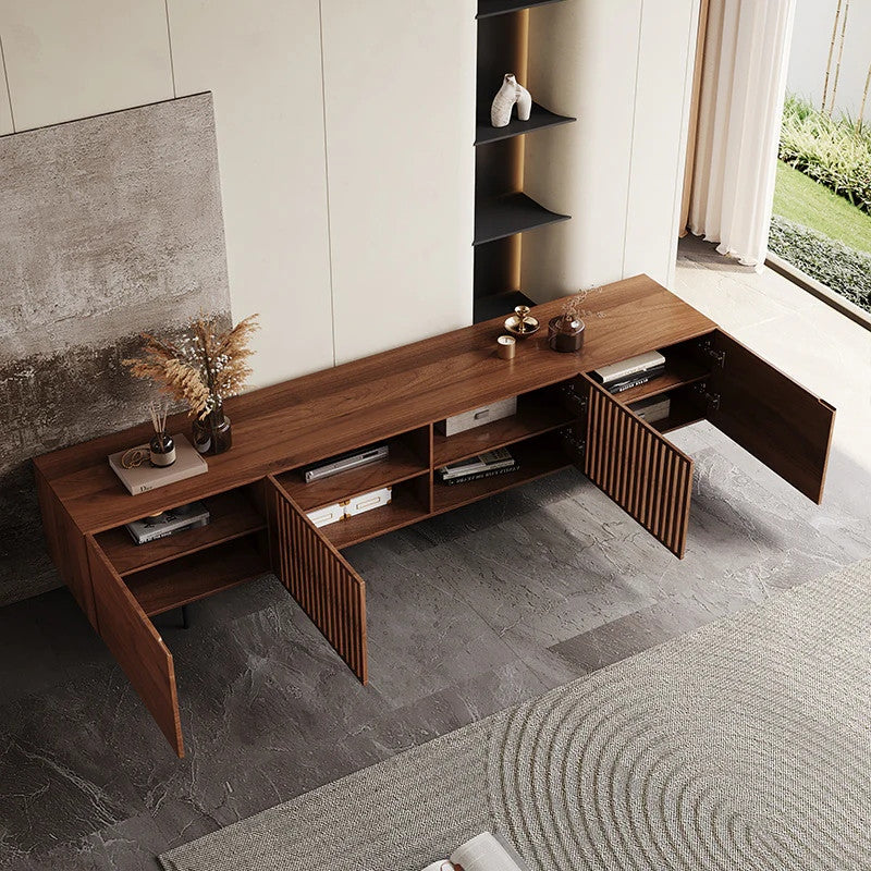 Dark Wood Louvered Door TV Console, view 5