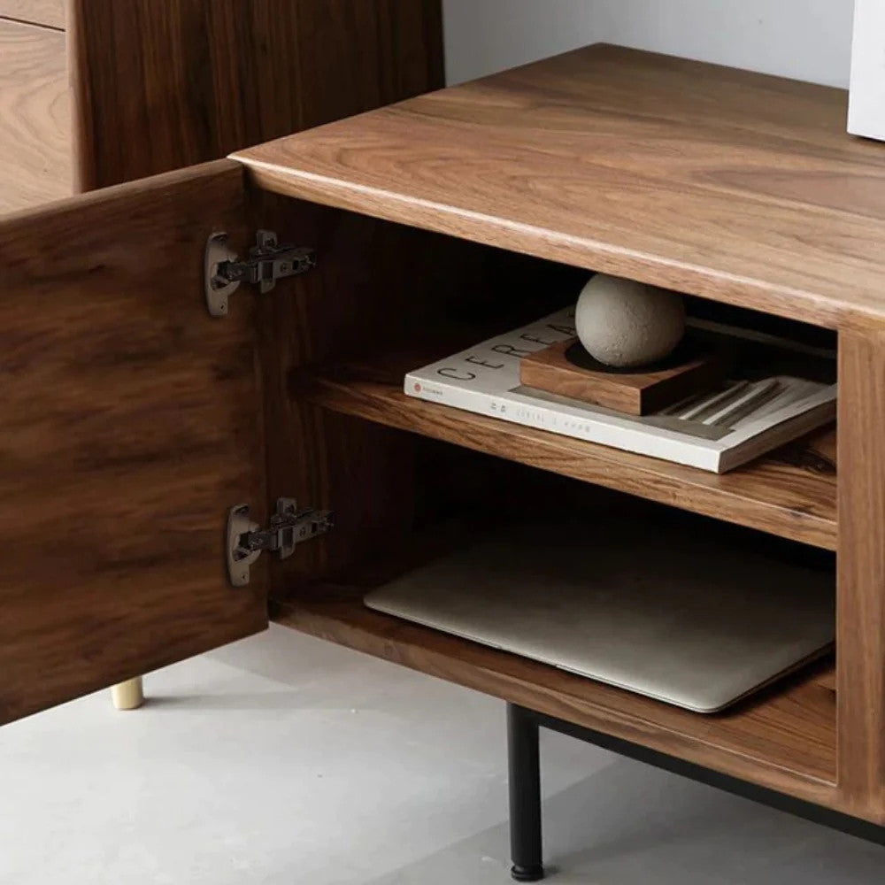 Dark Wood Louvered Door TV Console, view 6