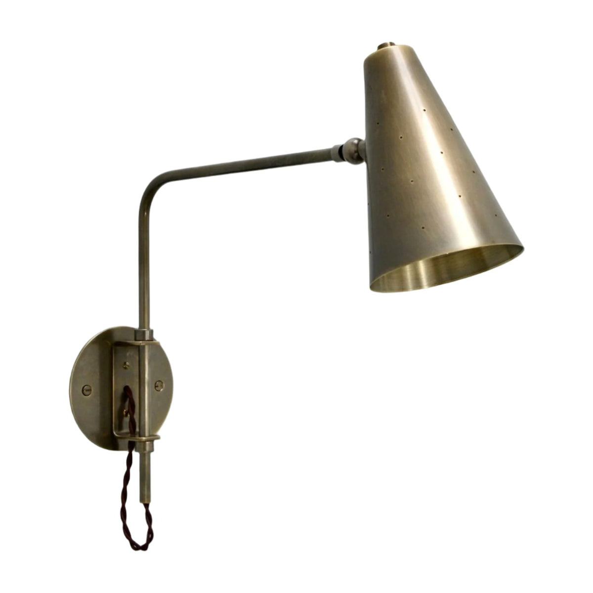 One-Light Brass Wall Sconce – Mid-Century Modern in antique brass