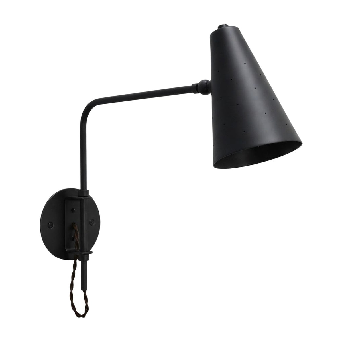 One-Light Brass Wall Sconce – Mid-Century Modern in matt black