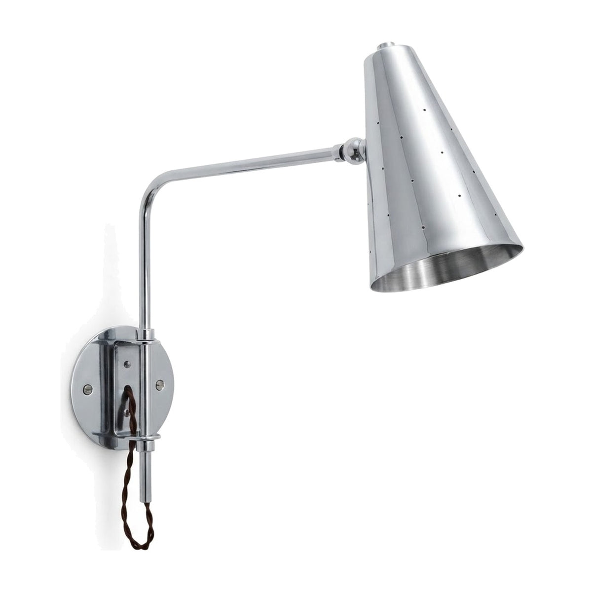One-Light Brass Wall Sconce – Mid-Century Modern in polished chrome