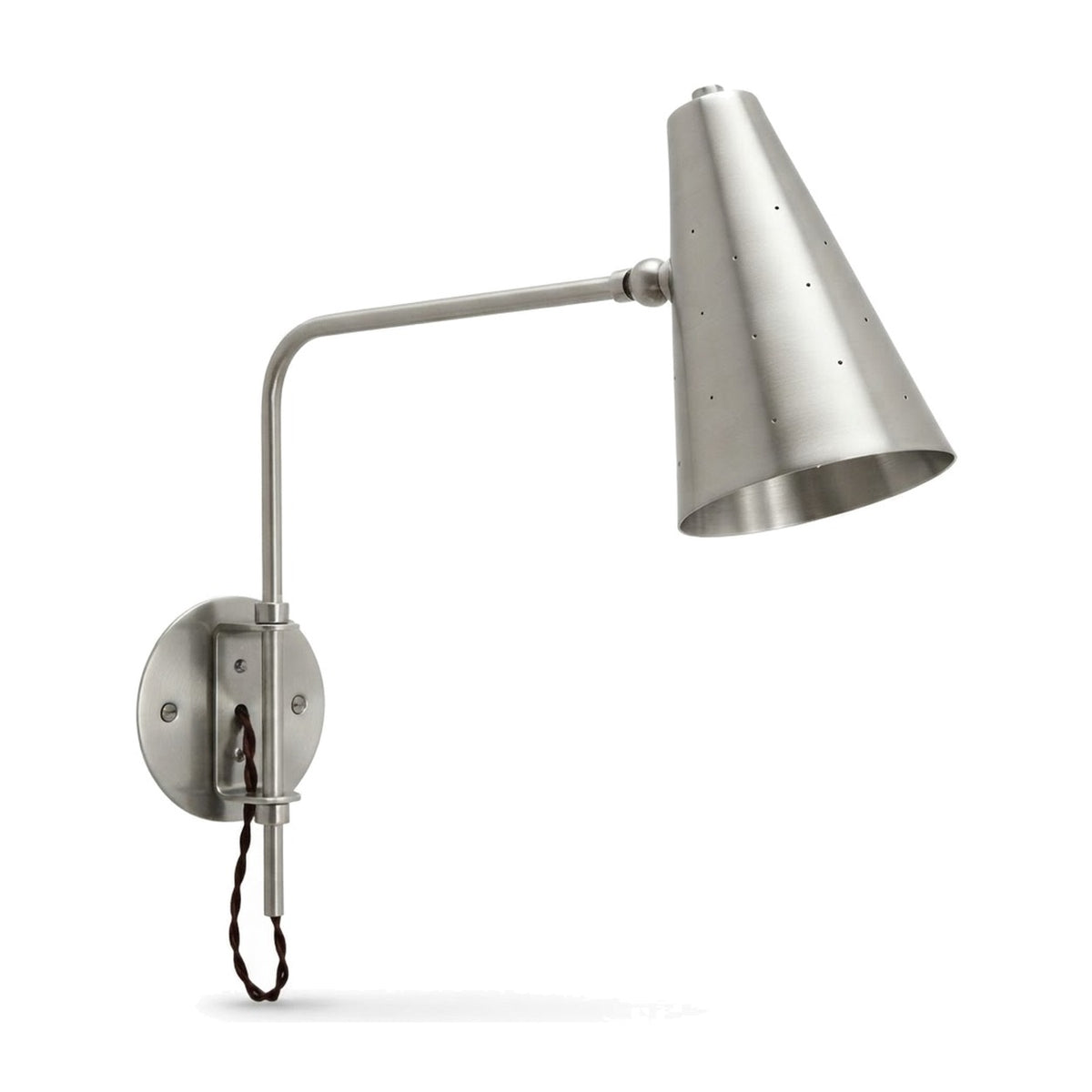 One-Light Brass Wall Sconce – Mid-Century Modern in brushed chrome