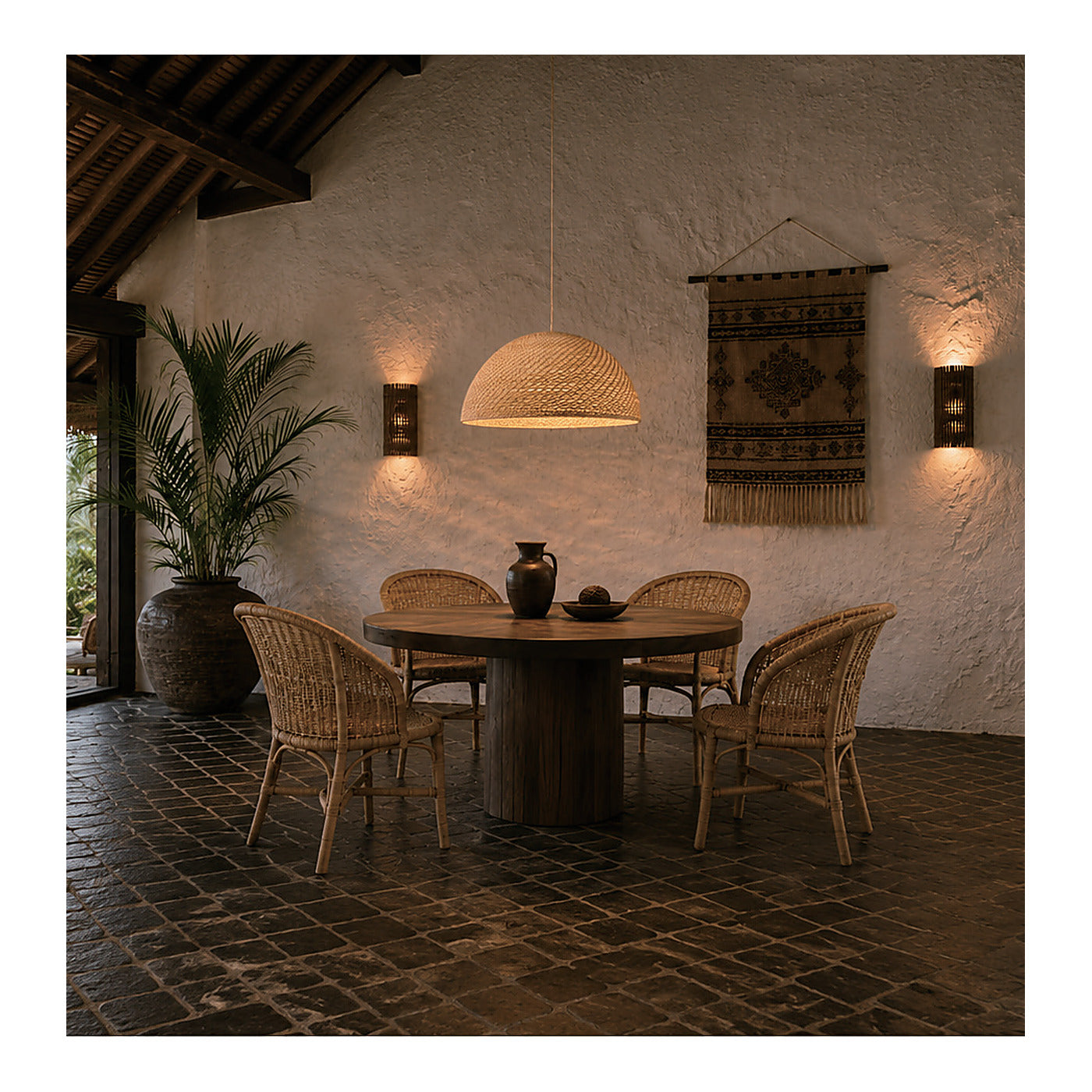 Rattan Dome Pendant Shade, second view