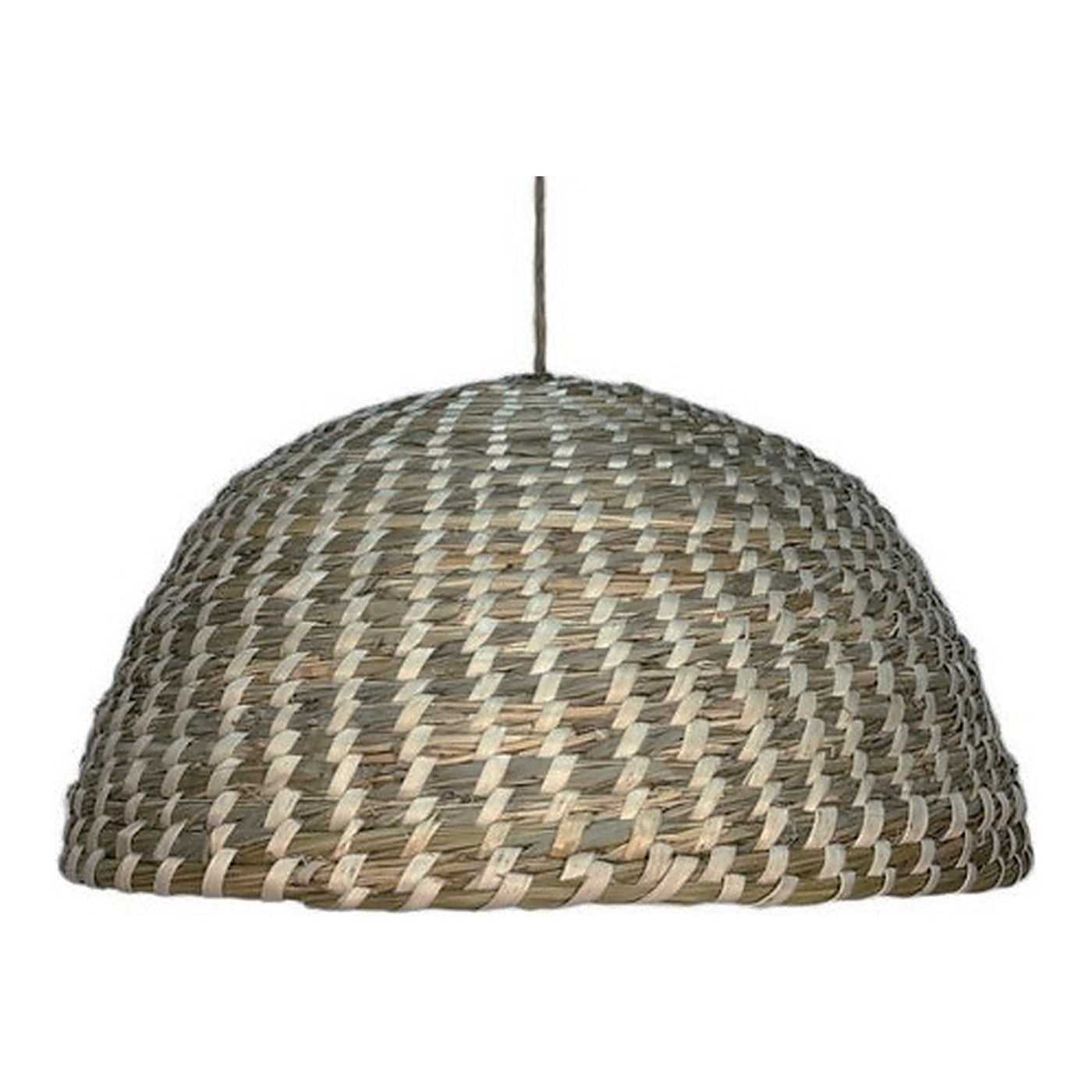 Basket-Weave Straw Dome Pendant Shade, 17.7" x 8.9", shown on white