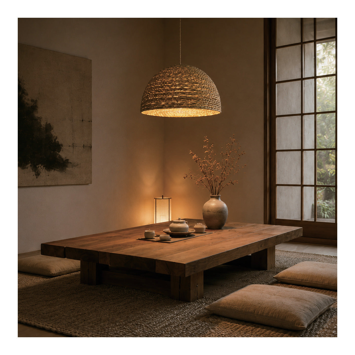 Coiled Straw Dome Pendant Shade, second view
