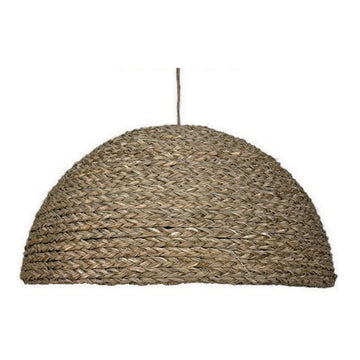 Plaited Straw Dome Pendant Shade, 17.7" x 8.9", shown on white