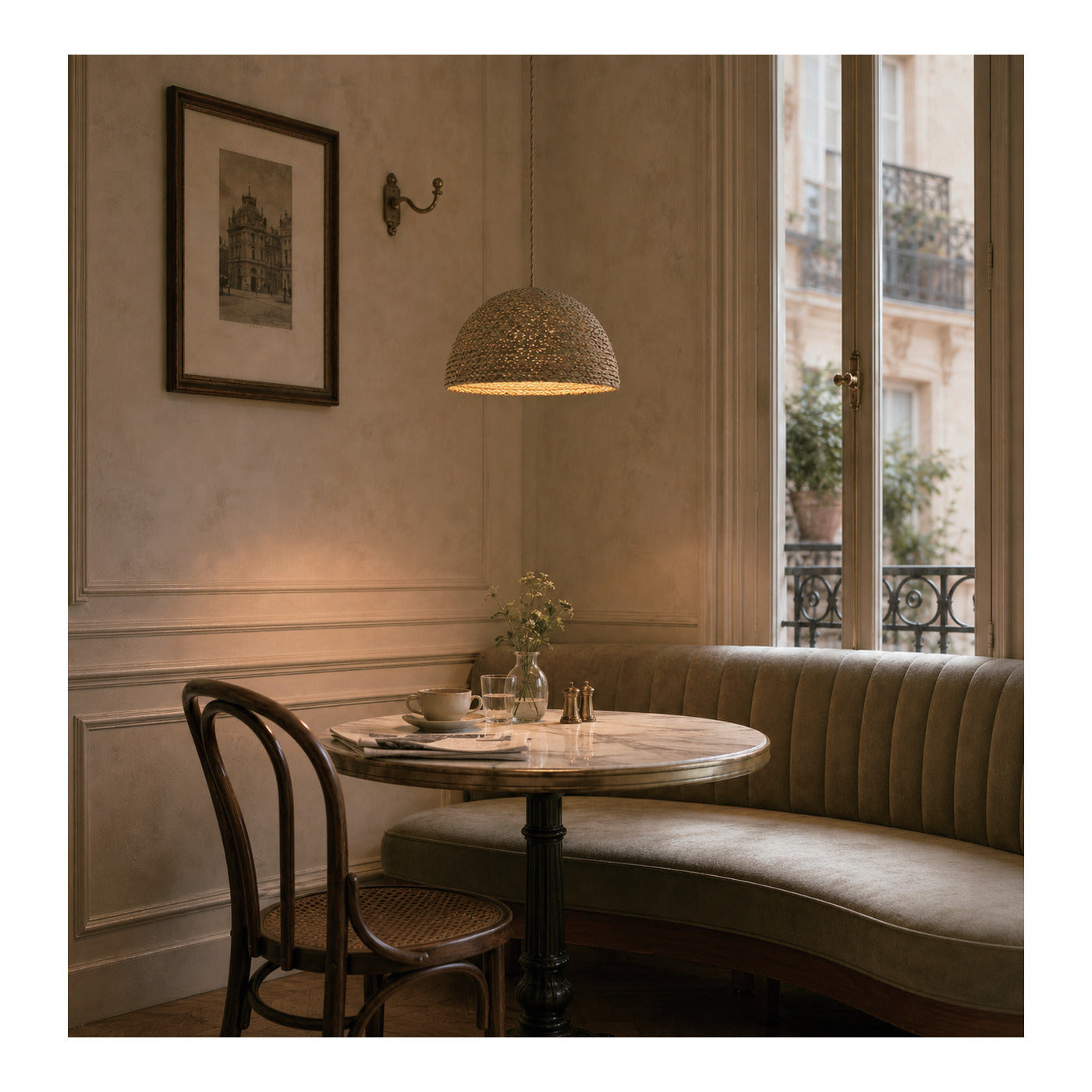 Plaited Straw Dome Pendant Shade, second view
