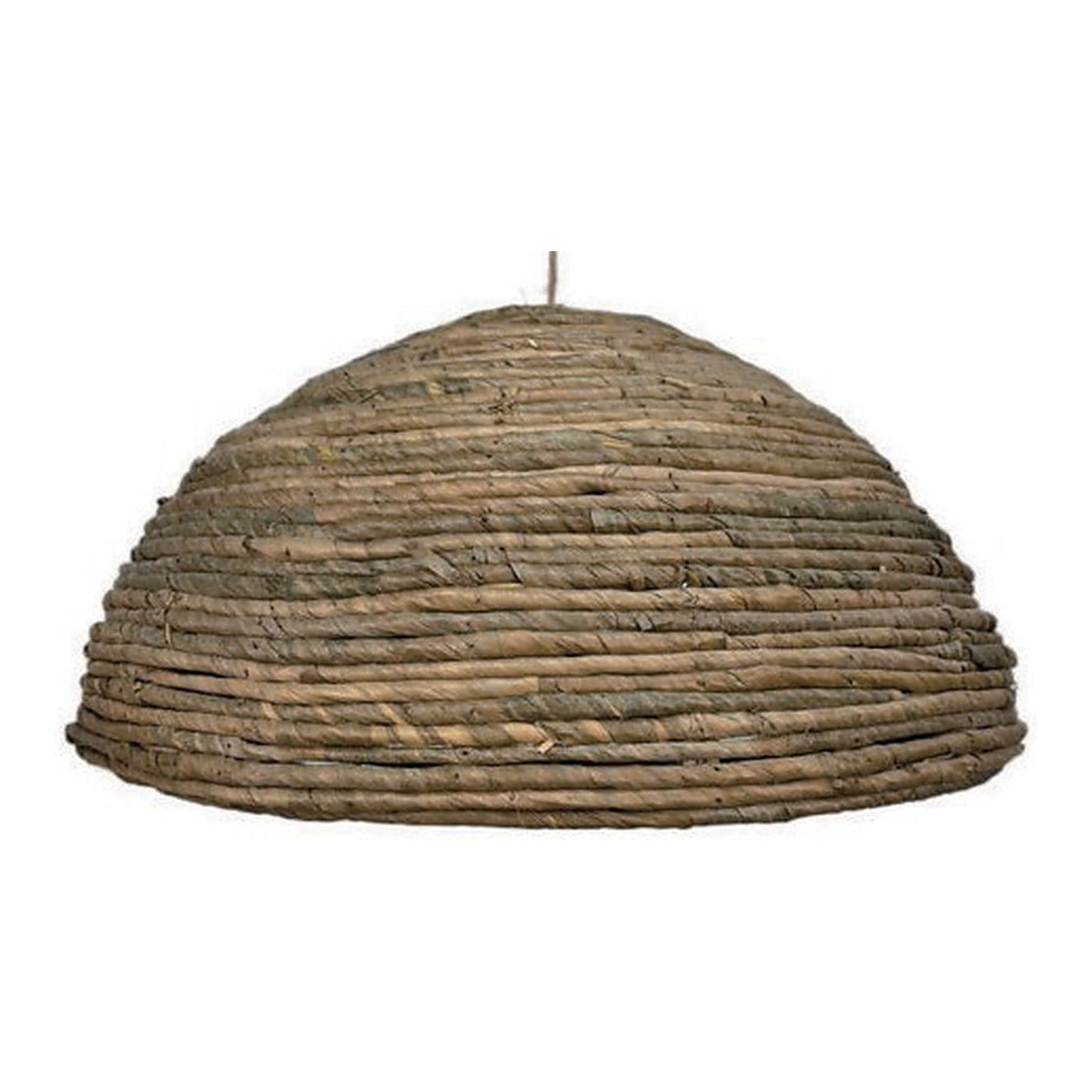 Rope-Coil Straw Dome Pendant Shade, 17.7" x 8.9", shown on white