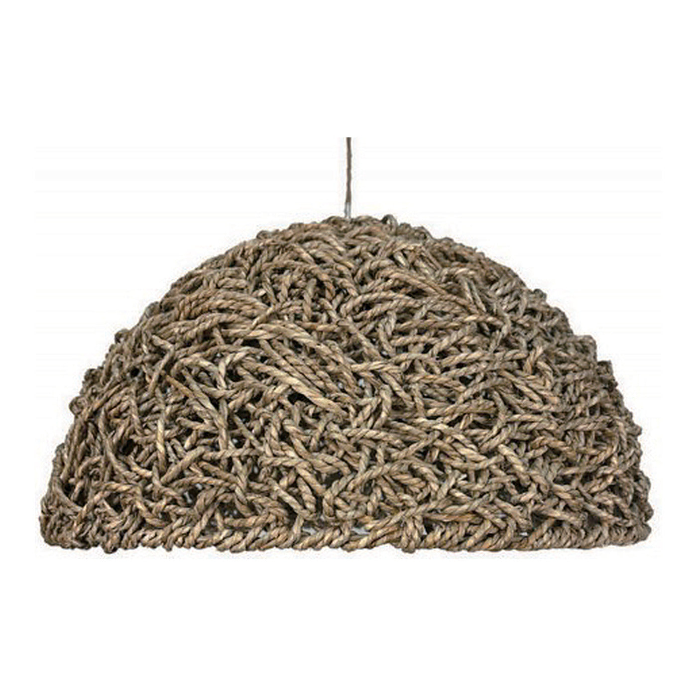 Knotted Straw Dome Pendant Shade, 17.7" x 8.9", shown on white