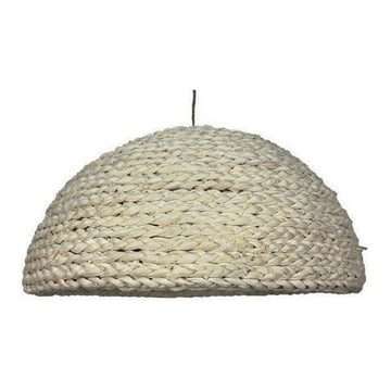 Bleached Straw Dome Pendant Shade, 17.7" x 8.9", shown on white