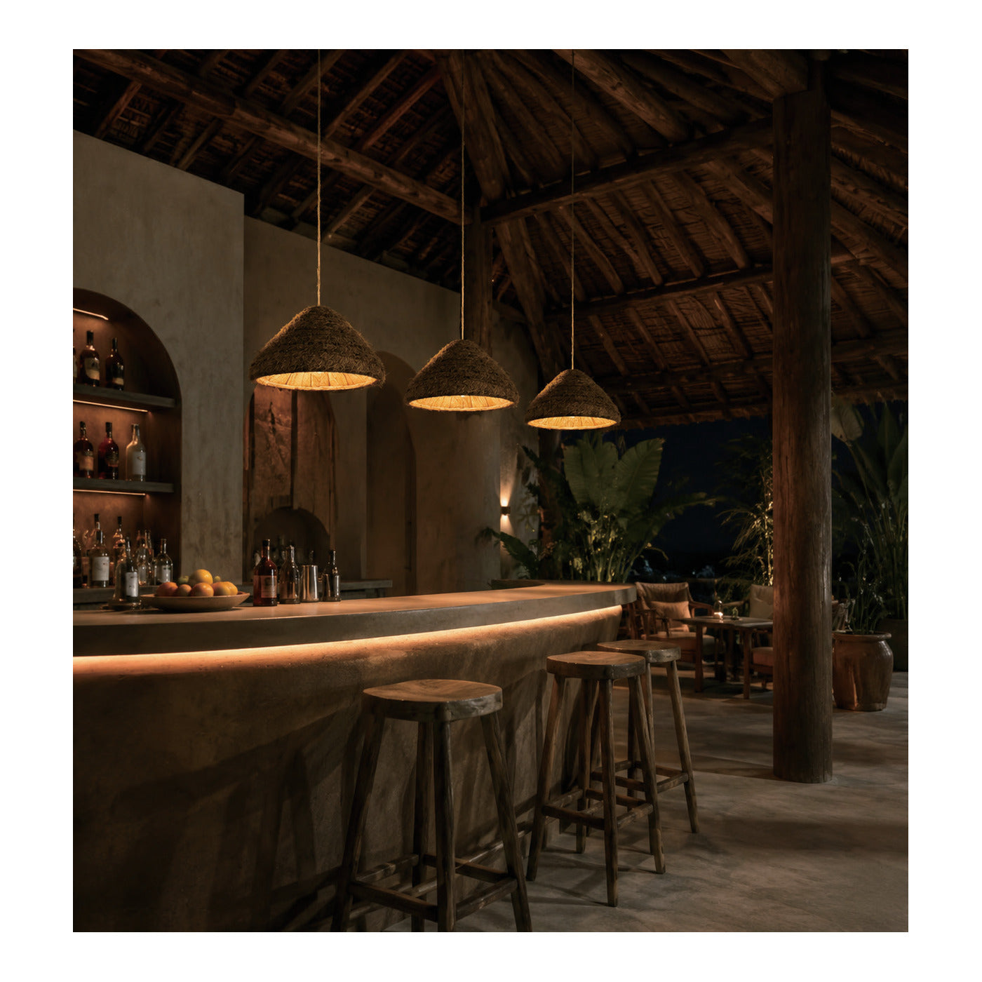Thatched Straw Cone Pendant Shade, second view