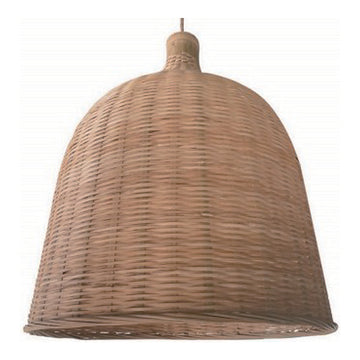 Bamboo Bell Pendant Shade, 17.7" x 18.5", shown on white