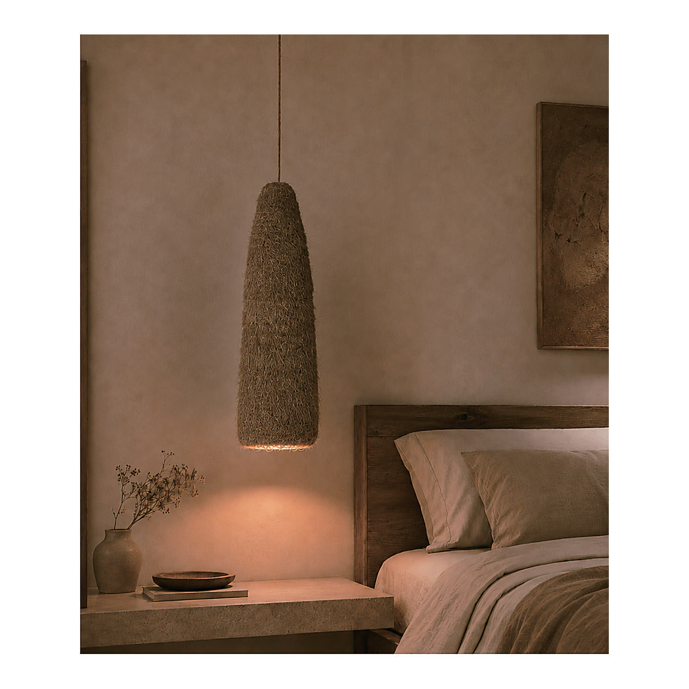 Thatched Straw Bullet Pendant Shade, second view