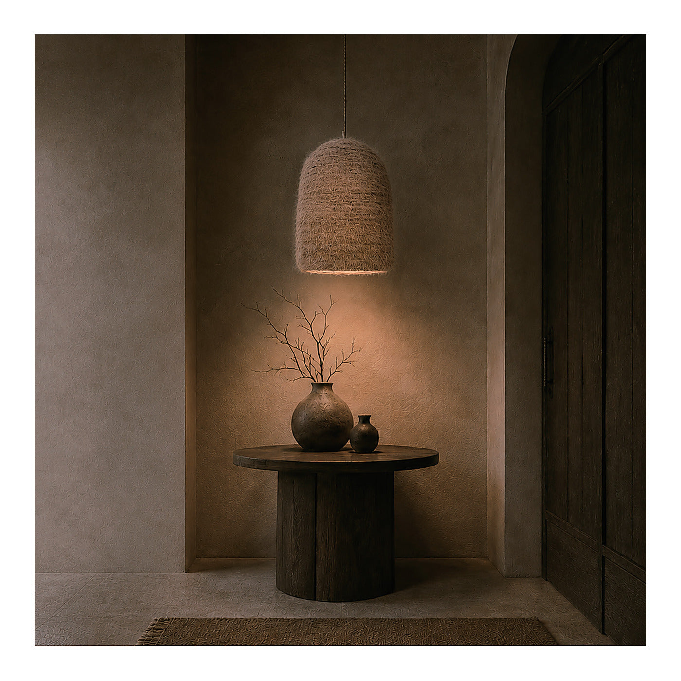 Brushed Straw Bell Pendant Shade, second view