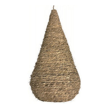 Coiled Straw Teardrop Pendant Shade, 7.1" x 13.4", shown on white