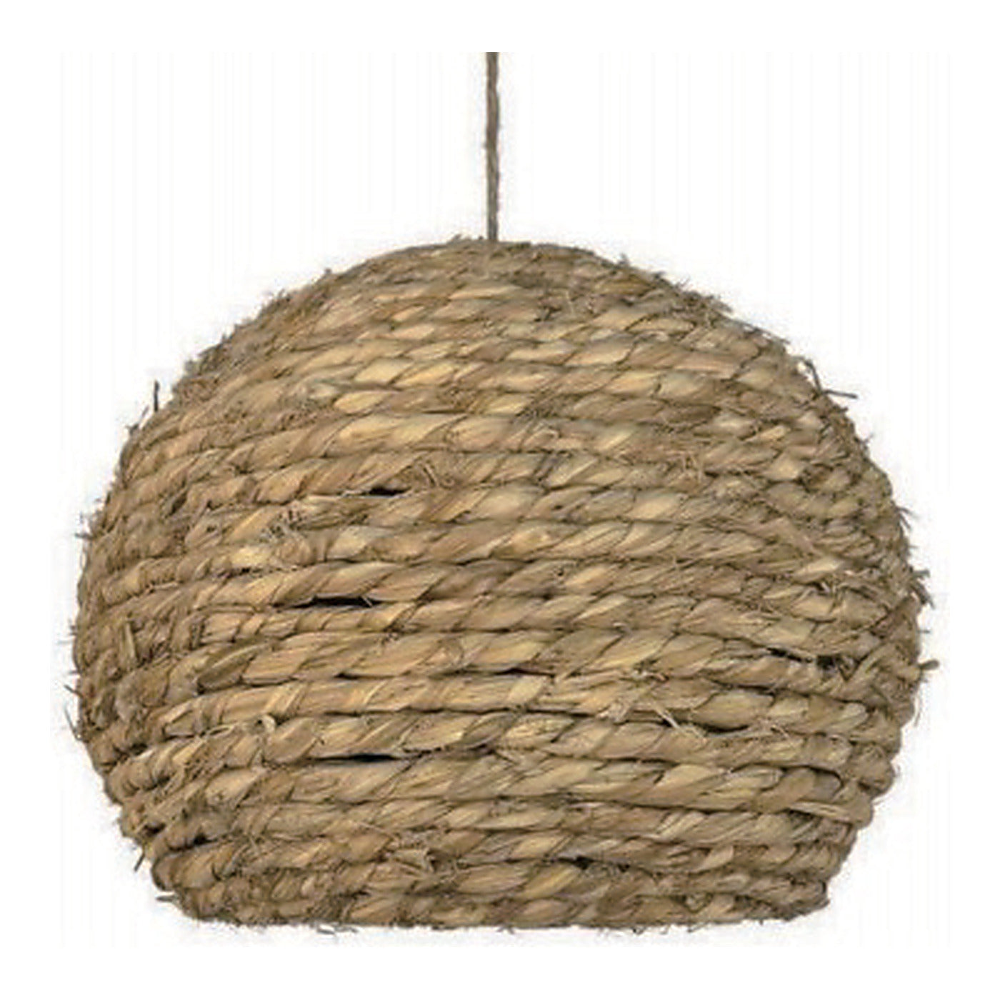 Braided Straw Sphere Pendant Shade, 8.7" x 7.9", shown on white