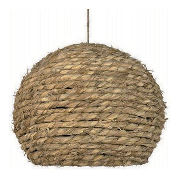 Braided Straw Sphere Pendant Shade, 8.7" x 7.9", shown on white