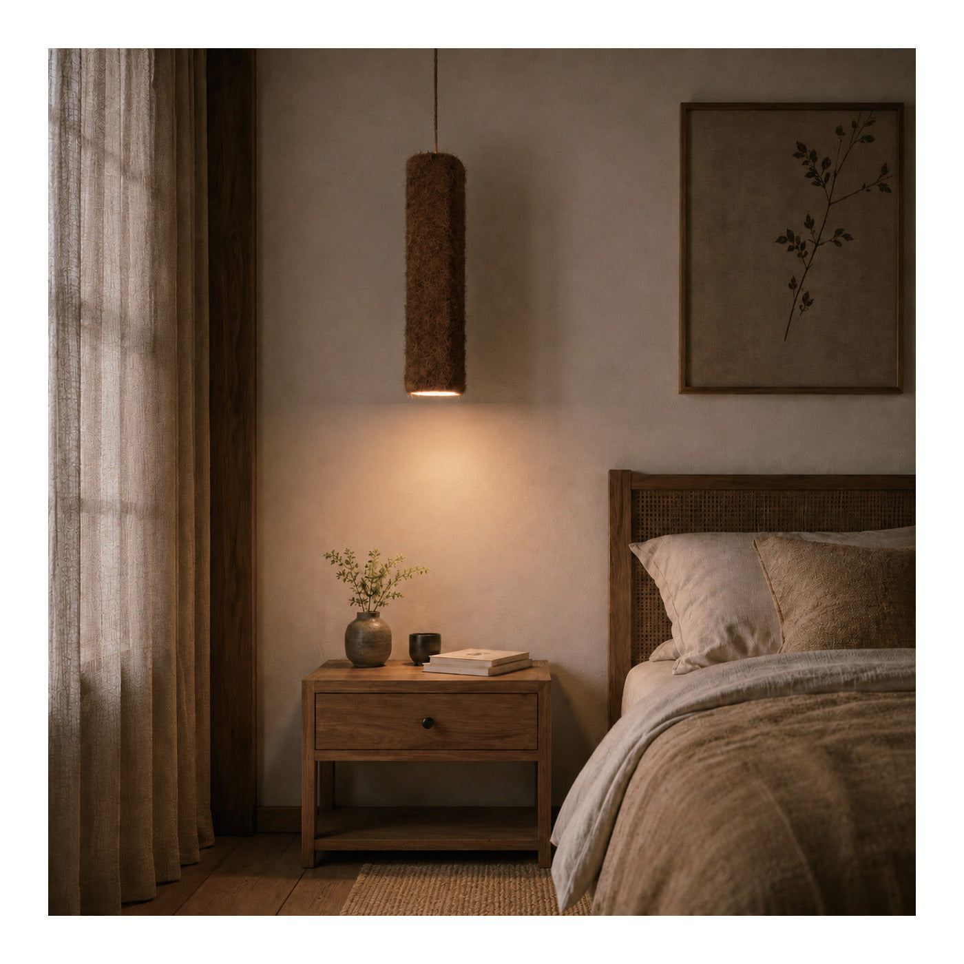Slim Straw Column Pendant Shade, second view