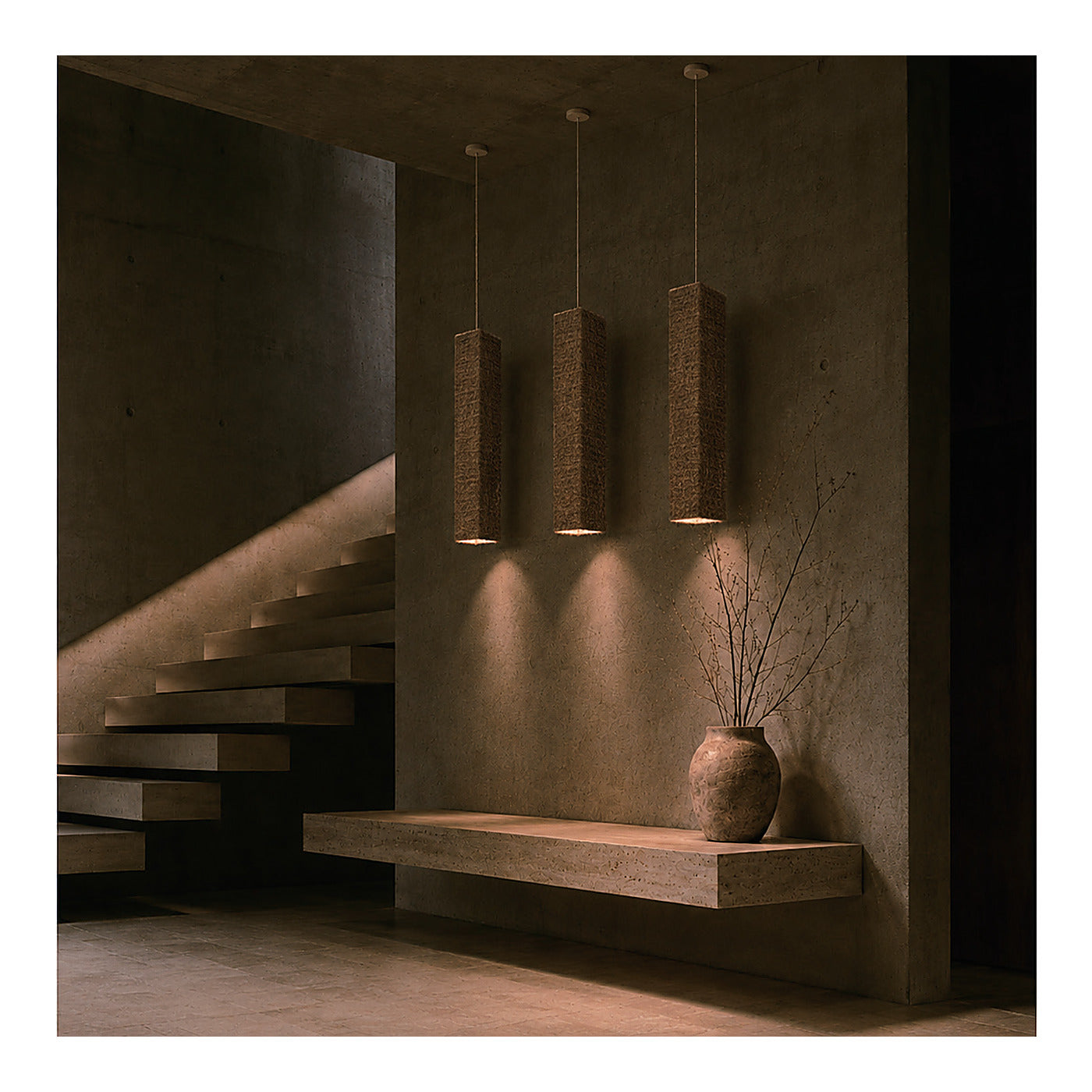 Tall Straw Column Pendant Shade, second view