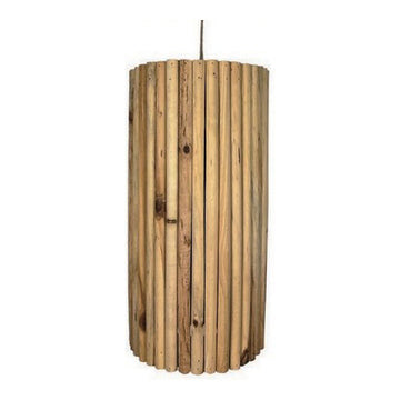Timber Rod Cylinder Pendant Shade, 7.9" x 15.7", shown on white