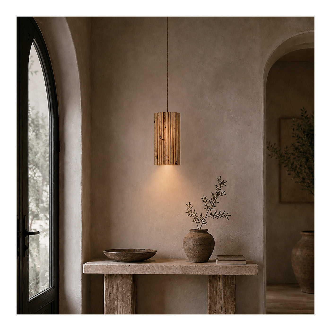 Timber Rod Cylinder Pendant Shade, second view