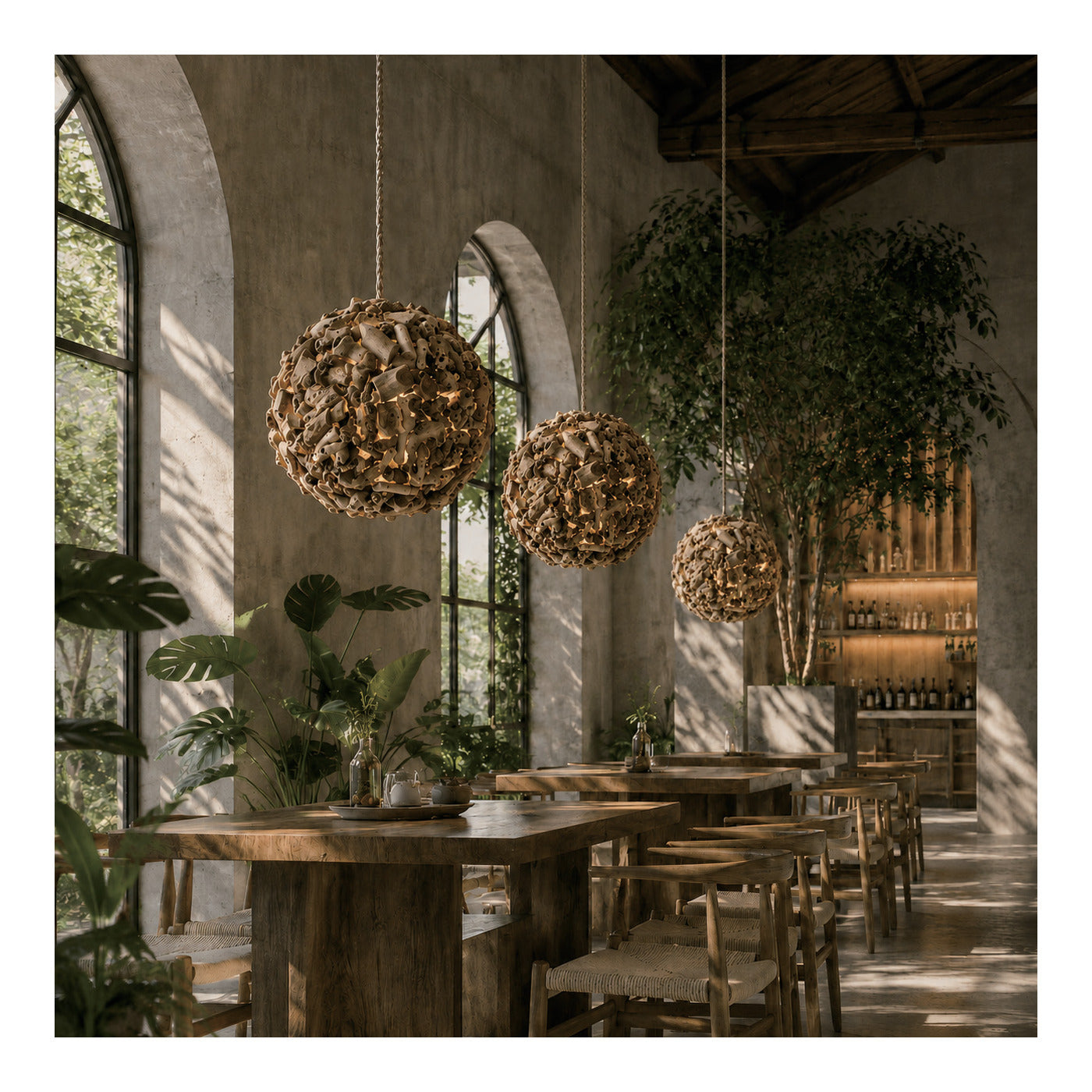 Mulberry Root Sphere Pendant Shade, second view