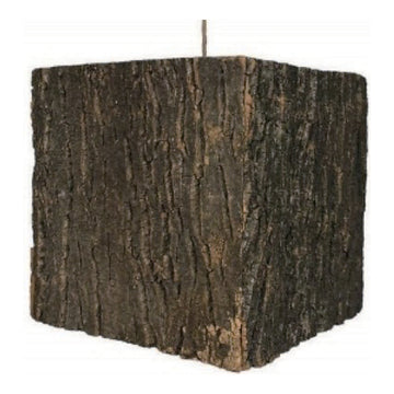Bark Cube Pendant Shade, 10.2" x 10.2" x 10.2", shown on white
