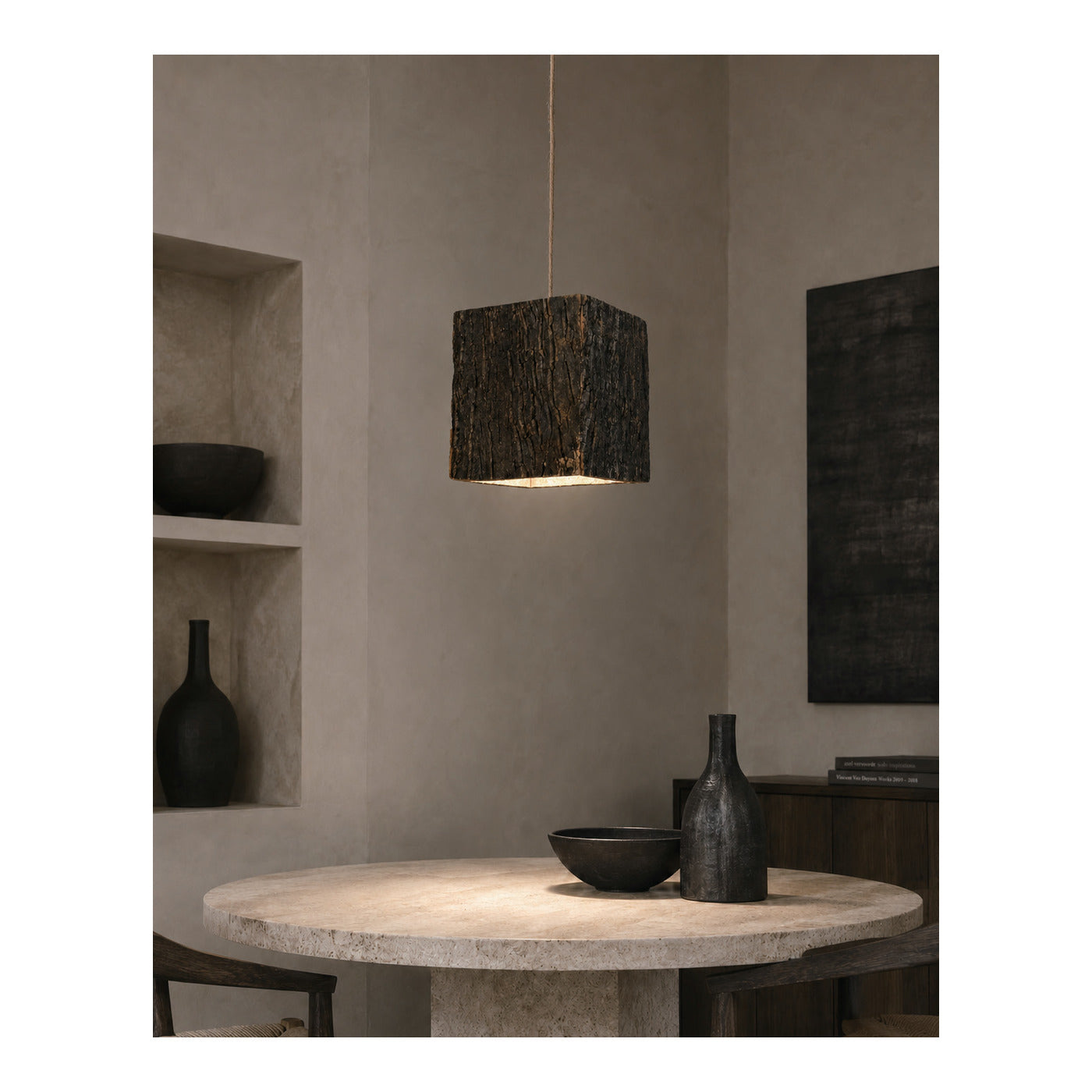 Bark Cube Pendant Shade, second view