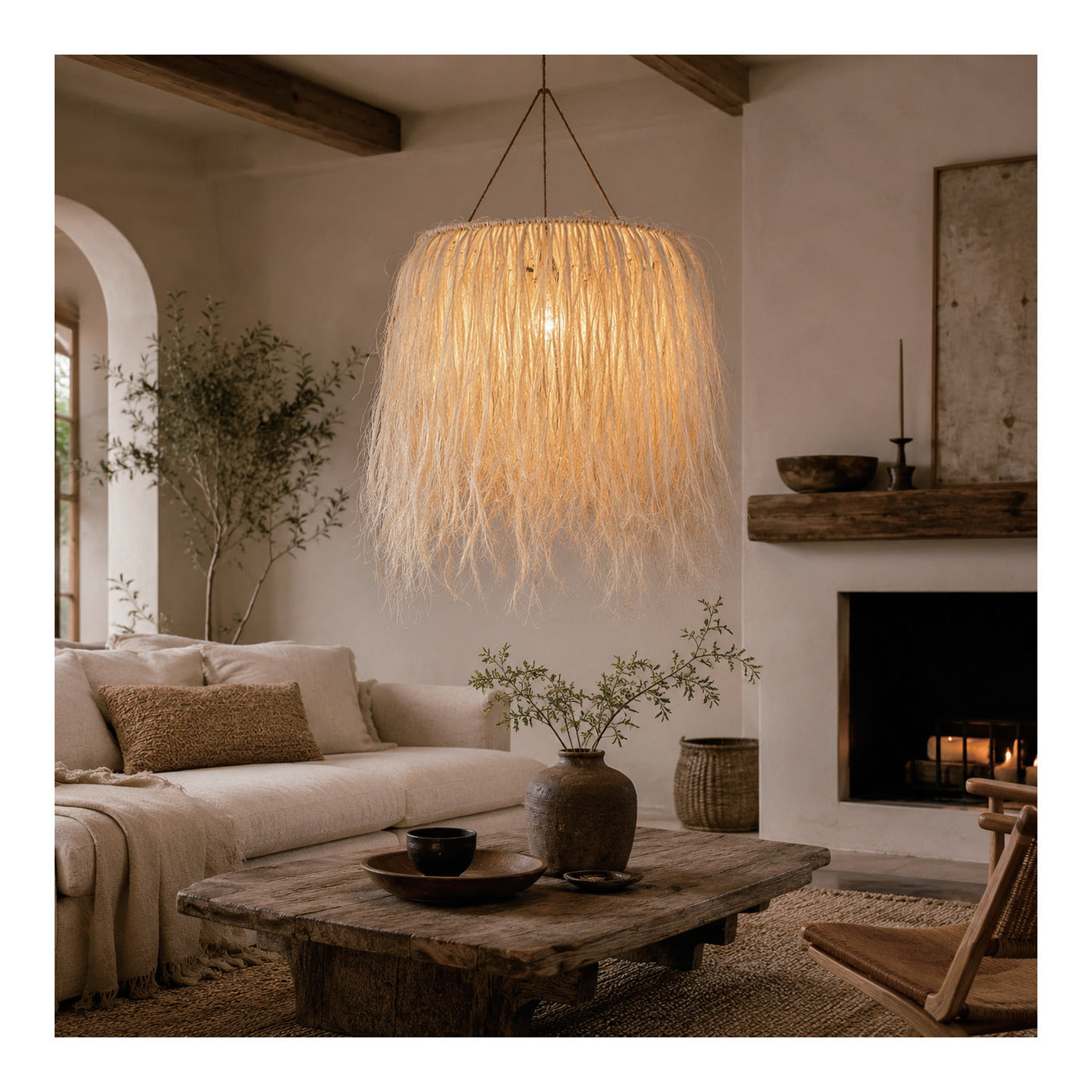 Hemp Fringe Chandelier, second view