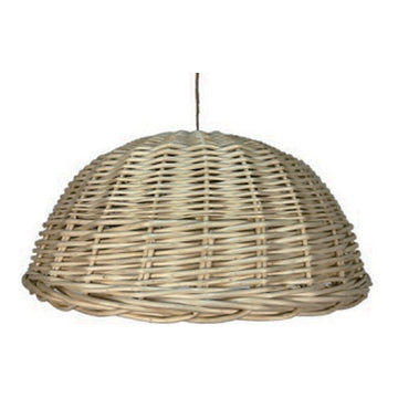 Basket Wicker Dome Pendant Shade, 17.7" x 8.9", shown on white