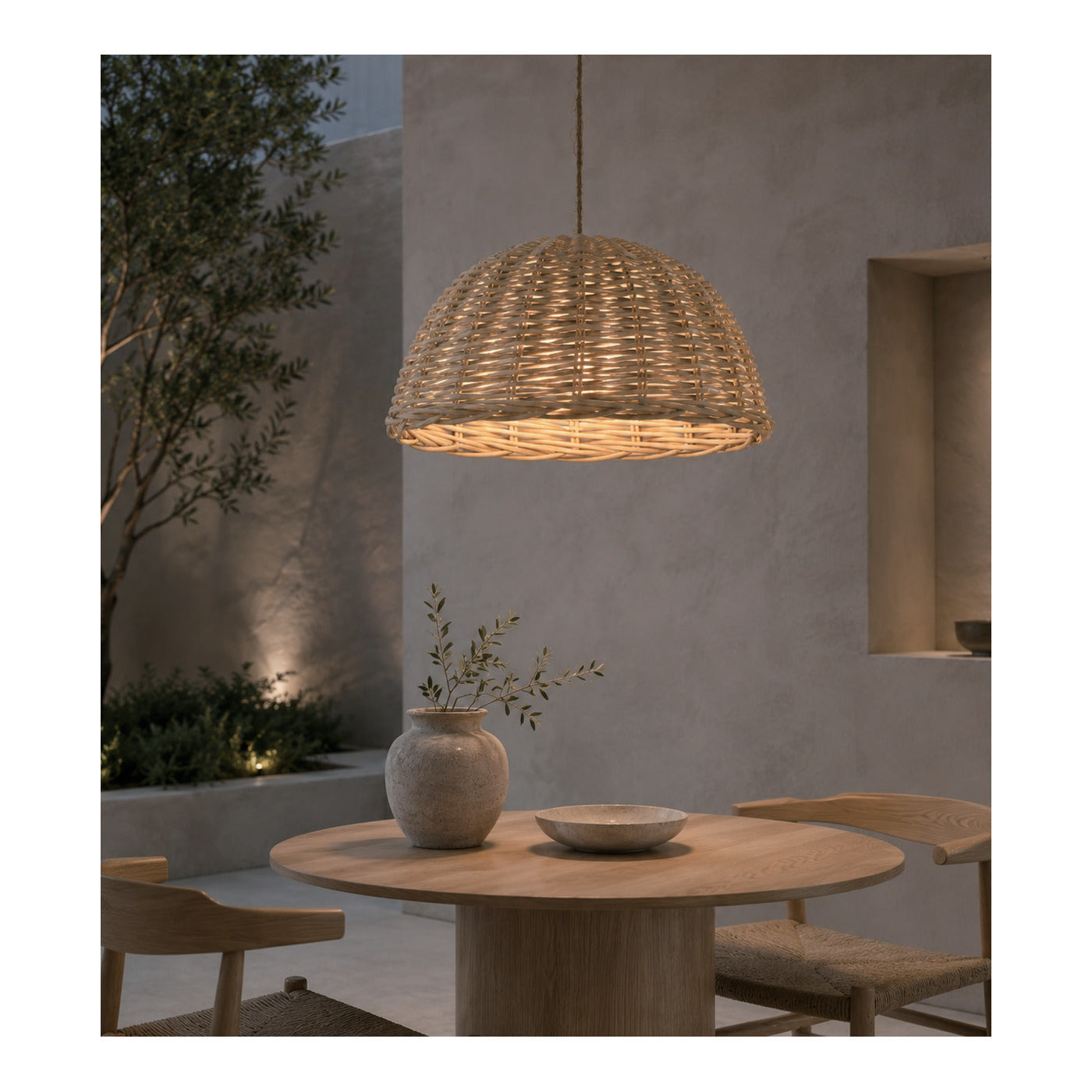 Basket Wicker Dome Pendant Shade, second view