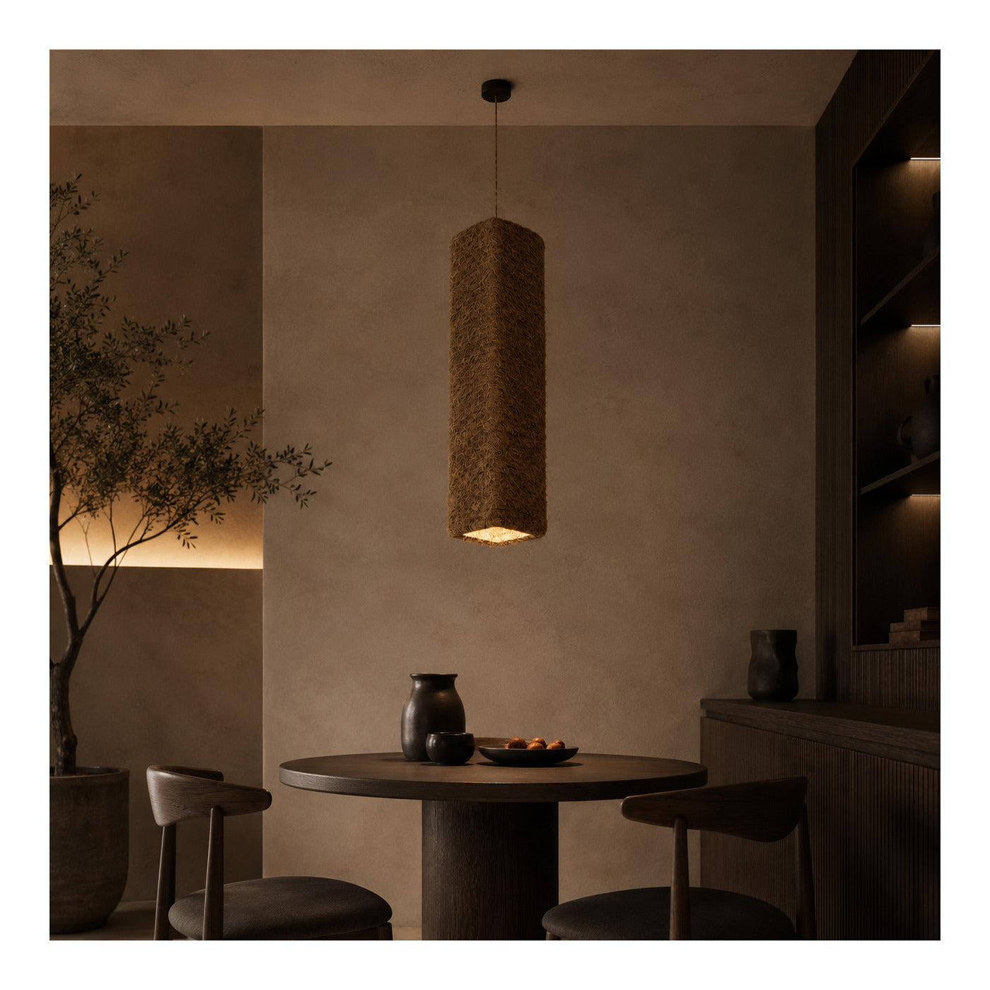 Slim Straw Panel Pendant Shade, second view