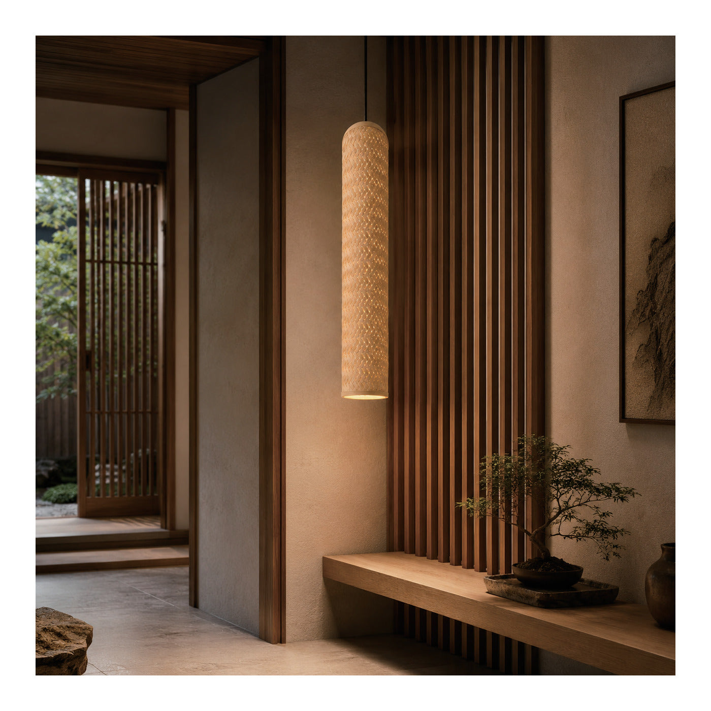 Bamboo Tube Pendant Shade, second view
