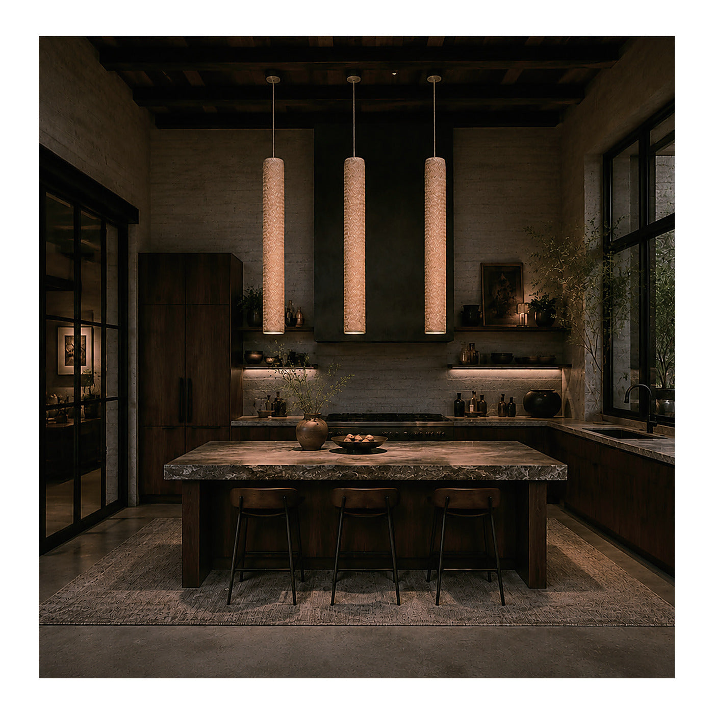 Woven Bamboo Tube Pendant Shade, second view