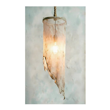 Rawhide Cone Pendant Lamp, 5.1" x 19.7", shown on white