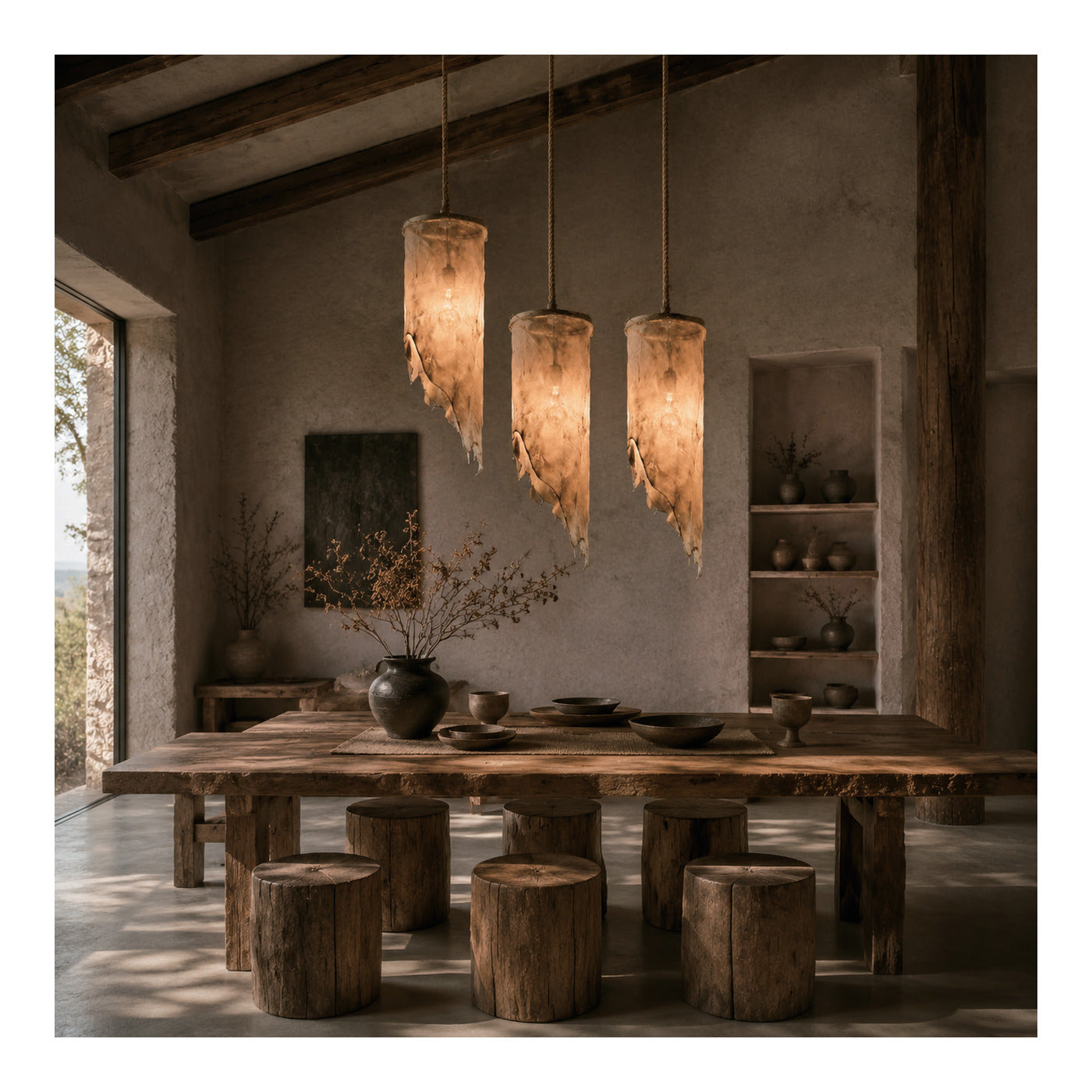 Rawhide Cone Pendant Lamp, second view