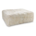 Sheepskin Square Ottoman, 56 x 56 x 17 in, shown on white
